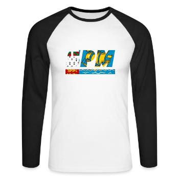 SPM flag flag Saint Pierre and Miquelon Island - Unisex Long Sleeve Baseball T-Shirt - white/black - Front - Nik (191cm)