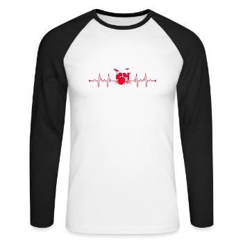 Drums Drummer Heartbeat - Unisex Long Sleeve Baseball T-Shirt - white/black - Front - Nik (191cm)