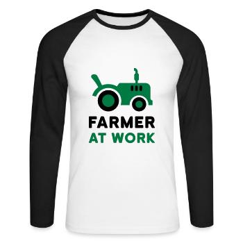 Farmer at work (open tractor) - Unisex Long Sleeve Baseball T-Shirt - white/black - Front - Nik (191cm)