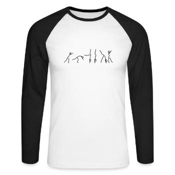 iYpsilon Handstand - Unisex Baseballshirt langarm - Weiß/Schwarz - Vorne - Nik (191cm)