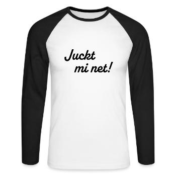 Juckt mi net - Unisex Baseballshirt langarm - Weiß/Schwarz - Vorne - Nik (191cm)