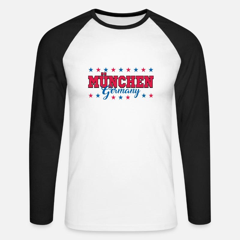 München - Unisex Baseballshirt langarm - Weiß/Schwarz