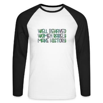 humor liberal womens march protest cool - Unisex Baseballshirt langarm - Weiß/Schwarz - Vorne - Nik (191cm)