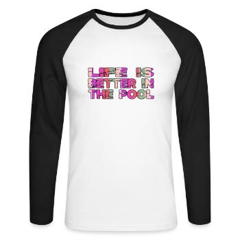 Sport Adult Swim Tshirts Swimsuit Tshirts Bicycle - Unisex Long Sleeve Baseball T-Shirt - white/black - Front - Nik (191cm)