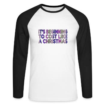 Fairy Tail Beard Dictons maladroits Arbre de Noël - T-shirt baseball manches longues Homme - blanc/noir - Devant - Nik (191cm)