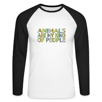 animal rights activists animal welfare present - Unisex Baseballshirt langarm - Weiß/Schwarz - Vorne - Nik (191cm)