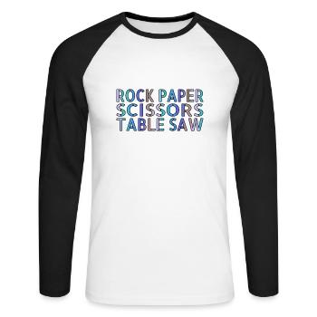 Idée cadeau d’anniversaire d’anniversaire menuisier - T-shirt baseball manches longues Homme - blanc/noir - Devant - Nik (191cm)