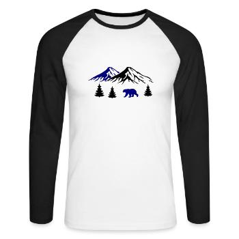 mountains, bear, nature - Unisex Long Sleeve Baseball T-Shirt - white/black - Front - Nik (191cm)