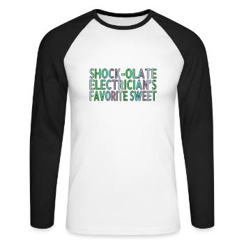 Déclaration cadeau idée électricien humour cadeau drôle - T-shirt baseball manches longues Homme - blanc/noir - Devant - Nik (191cm)