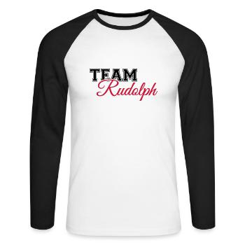 Team Rudolph - Unisex Baseballshirt langarm - Weiß/Schwarz - Vorne - Nik (191cm)