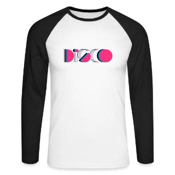 disco - Unisex Baseballshirt langarm - Weiß/Schwarz - Vorne - Nik (191cm)