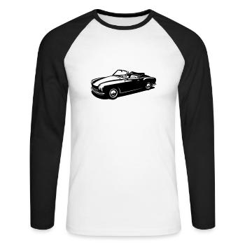 Cabriolet de voiture vintage 14 (2c) - T-shirt baseball manches longues Homme - blanc/noir - Devant - Nik (191cm)