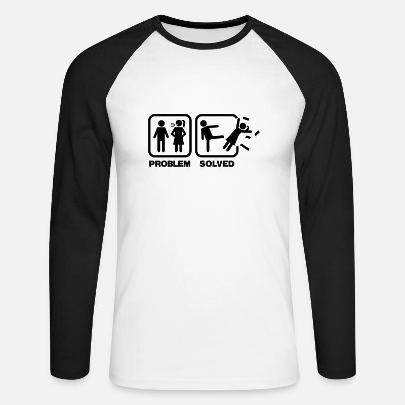 problem solved - Unisex Long Sleeve Baseball T-Shirt - white/black