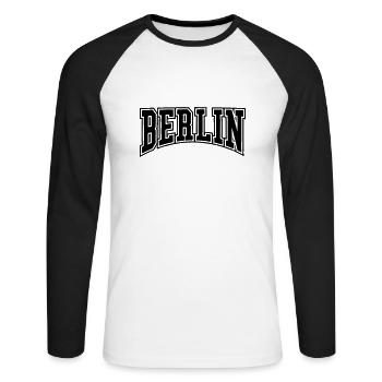 berlin_college_gewellt - Unisex Baseballshirt langarm - Weiß/Schwarz - Vorne - Nik (191cm)