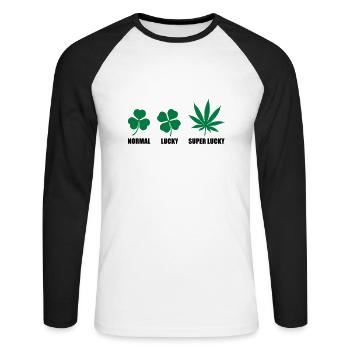 Super Lucky - T-shirt baseball manches longues Homme - blanc/noir - Devant - Nik (191cm)