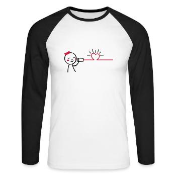 love tin can telephone couple shirt - girl - Unisex Baseballshirt langarm - Weiß/Schwarz - Vorne - Nik (191cm)