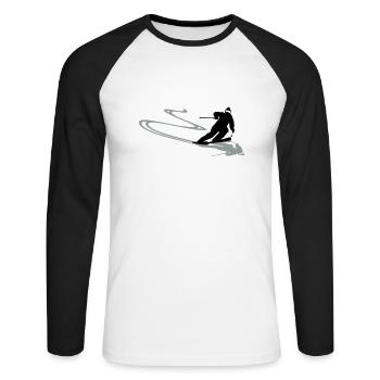 Skifahrer Spur - Unisex Baseballshirt langarm - Weiß/Schwarz - Vorne - Nik (191cm)