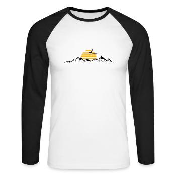 MONTAGNES Paysage Silhouette Panorama - T-shirt baseball manches longues Homme - blanc/noir - Devant - Nik (191cm)