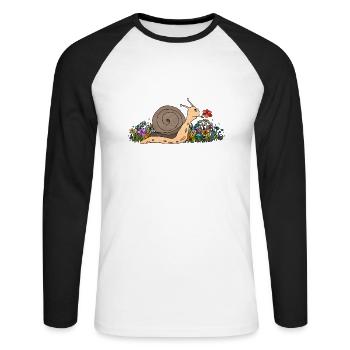 Escargot - T-shirt baseball manches longues Homme - blanc/noir - Devant - Nik (191cm)