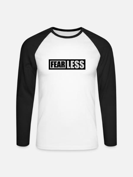 fearless Text Quote Design - Unisex Long Sleeve Baseball T-Shirt - white/black