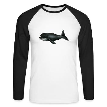 Grönlandwal - Unisex Baseballshirt langarm - Weiß/Schwarz - Vorne - Nik (191cm)