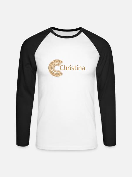 Pour Christina - T-shirt baseball manches longues Homme - blanc/noir