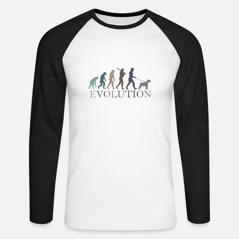DIE EVOLUTION DES SCHNAUZERS - Unisex Baseballshirt langarm - Weiß/Schwarz