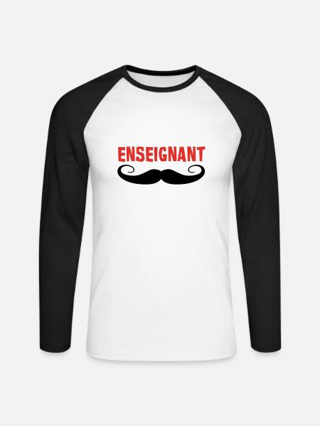 ENSEIGNANT - T-shirt baseball manches longues Homme - blanc/noir