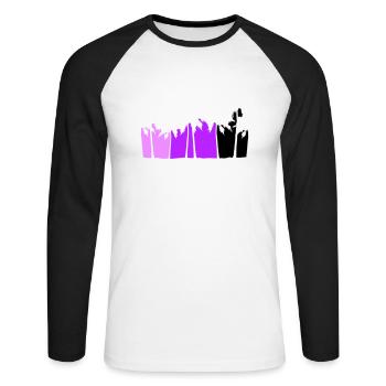 Palm Trees Island Trees Beach Holiday Strip Sea - Unisex Long Sleeve Baseball T-Shirt - white/black - Front - Nik (191cm)