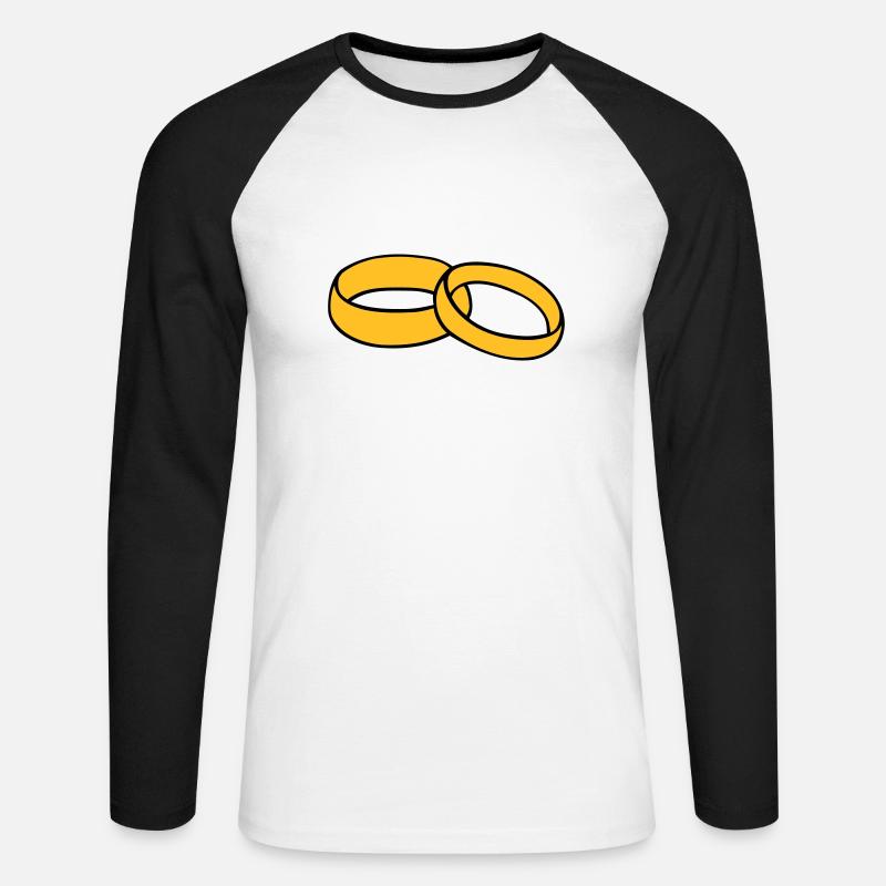 Trauringe - Unisex Baseballshirt langarm - Weiß/Schwarz