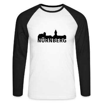 Nürnberg - Unisex Baseballshirt langarm - Weiß/Schwarz - Vorne - Nik (191cm)