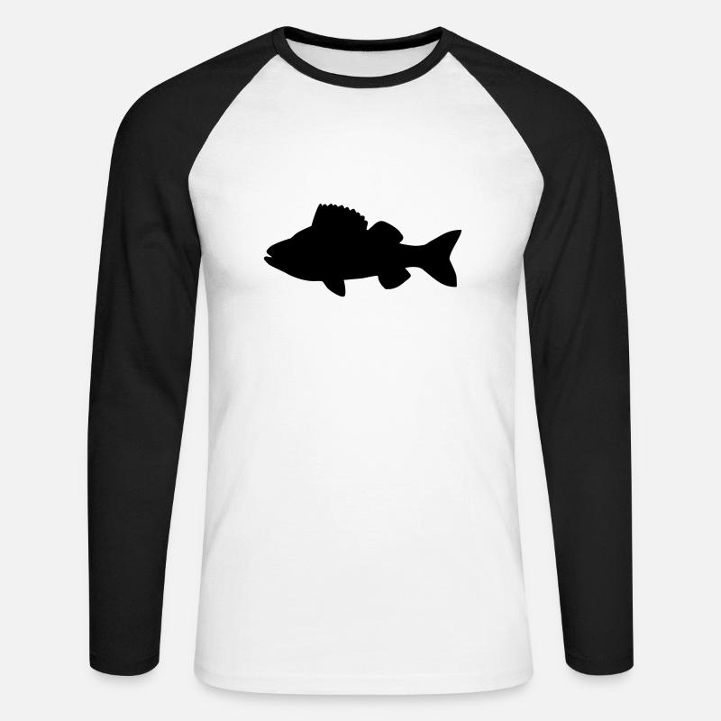 Fisch - Unisex Baseballshirt langarm - Weiß/Schwarz