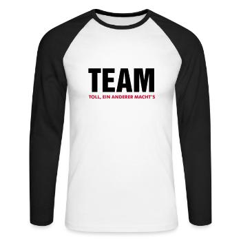 great team makes another's crew team player - Unisex Long Sleeve Baseball T-Shirt - white/black - Front - Nik (191cm)