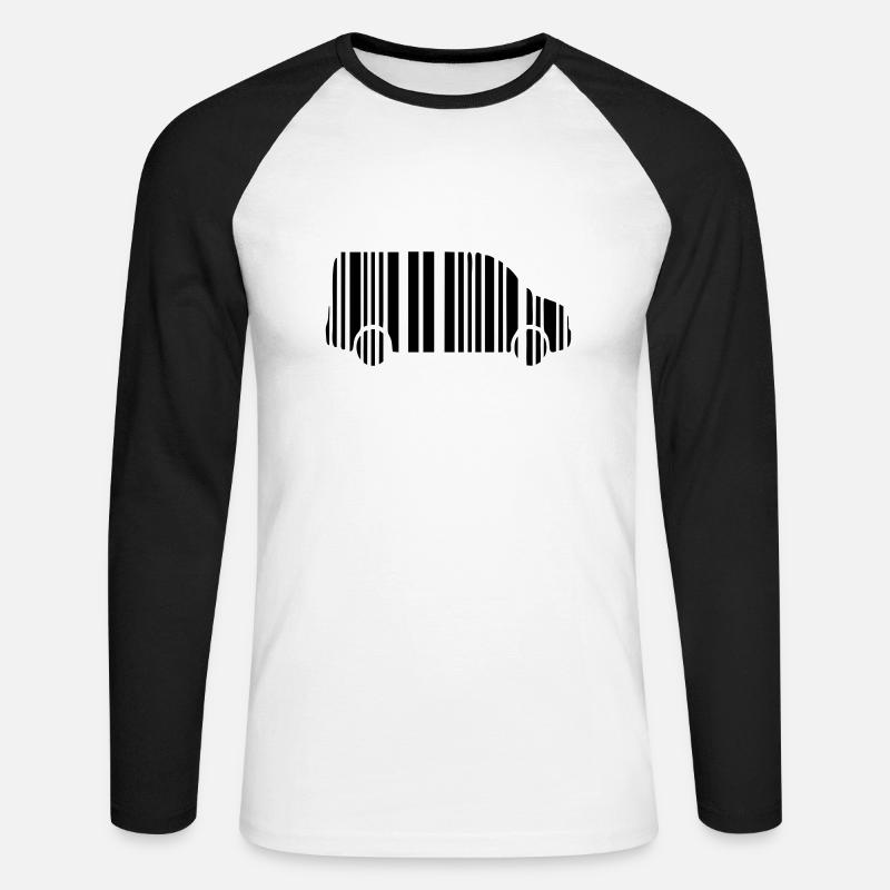 camper van strichcode - Unisex Baseballshirt langarm - Weiß/Schwarz