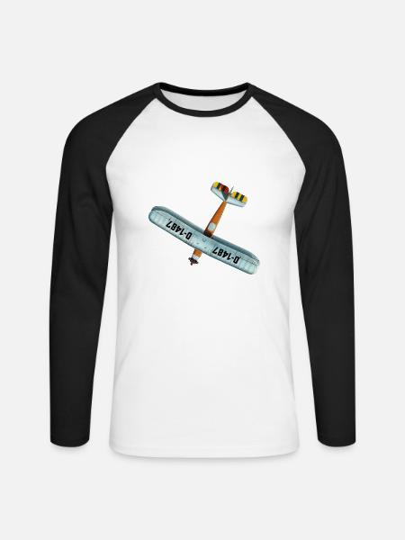 Udet Flieger 02 - Unisex Baseballshirt langarm - Weiß/Schwarz