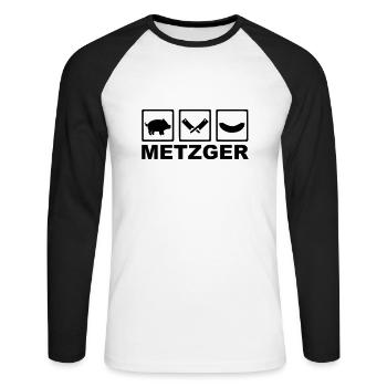 Metzger - Unisex Baseballshirt langarm - Weiß/Schwarz - Vorne - Nik (191cm)