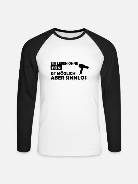 ein leben ohne fön - Unisex Baseballshirt langarm - Weiß/Schwarz