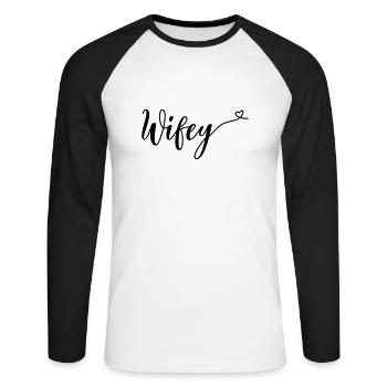wifey - Unisex Long Sleeve Baseball T-Shirt - white/black - Front - Nik (191cm)