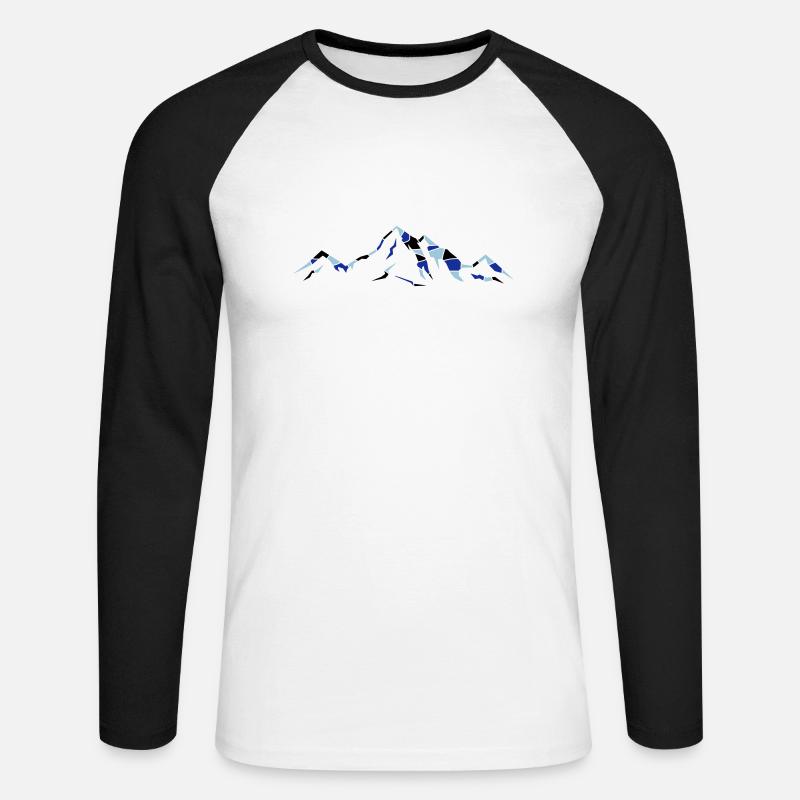 berge_02 - Unisex Baseballshirt langarm - Weiß/Schwarz