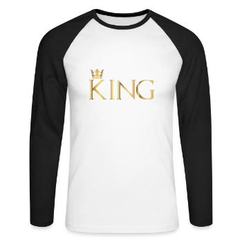 King - Unisex Long Sleeve Baseball T-Shirt - white/black - Front - Nik (191cm)