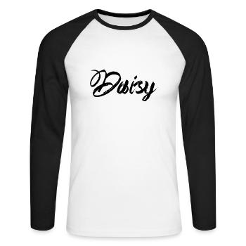 Daisy - T-shirt baseball manches longues Homme - blanc/noir - Devant - Nik (191cm)