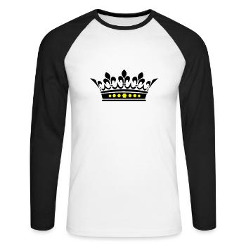 krone - Unisex Baseballshirt langarm - Weiß/Schwarz - Vorne - Nik (191cm)