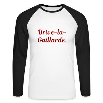Brive-la-Gaillarde - T-shirt baseball manches longues Homme - blanc/noir - Devant - Nik (191cm)