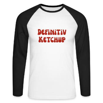 Definitiv Ketchup für alle Tomaten Fans Pommes mit - Unisex Baseballshirt langarm - Weiß/Schwarz - Vorne - Nik (191cm)