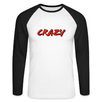 Crazy - Unisex Long Sleeve Baseball T-Shirt - white/black - Front - Nik (191cm)