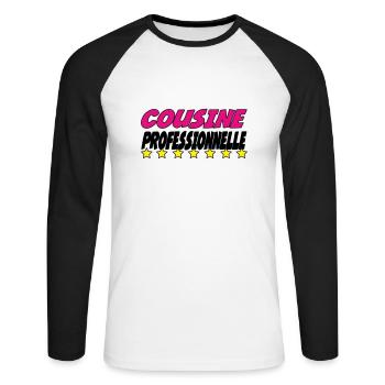 PROFESSIONAL COUSIN - Unisex Long Sleeve Baseball T-Shirt - white/black - Front - Nik (191cm)