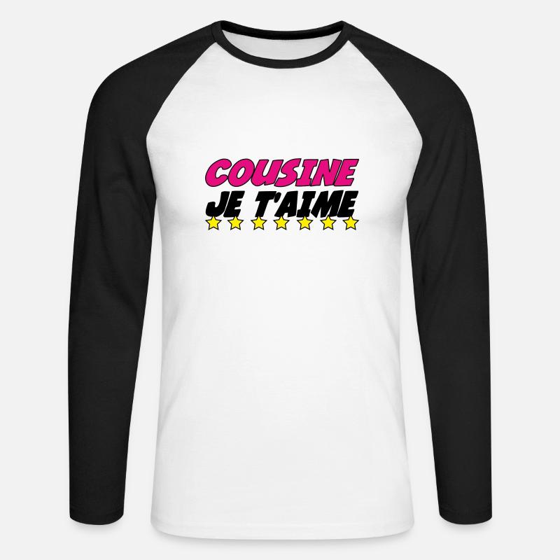 COUSINE, ich liebe dich - Unisex Baseballshirt langarm - Weiß/Schwarz