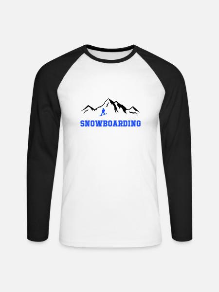 Snowboarding - Unisex Baseballshirt langarm - Weiß/Schwarz