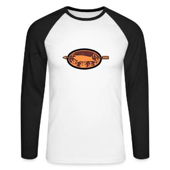 Grilling me softly! - Unisex Baseballshirt langarm - Weiß/Schwarz - Vorne - Nik (191cm)