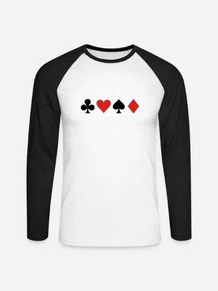 Karten - Unisex Baseballshirt langarm - Weiß/Schwarz
